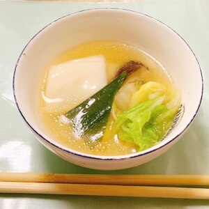 白ネギ＊空芯菜のお味噌汁